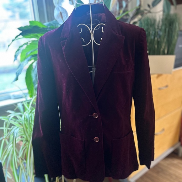 Vintage merlot velvet single breasted blazer - Picture 1 of 5